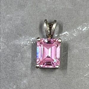 925 Sterling Silver Pink CZ Pendant